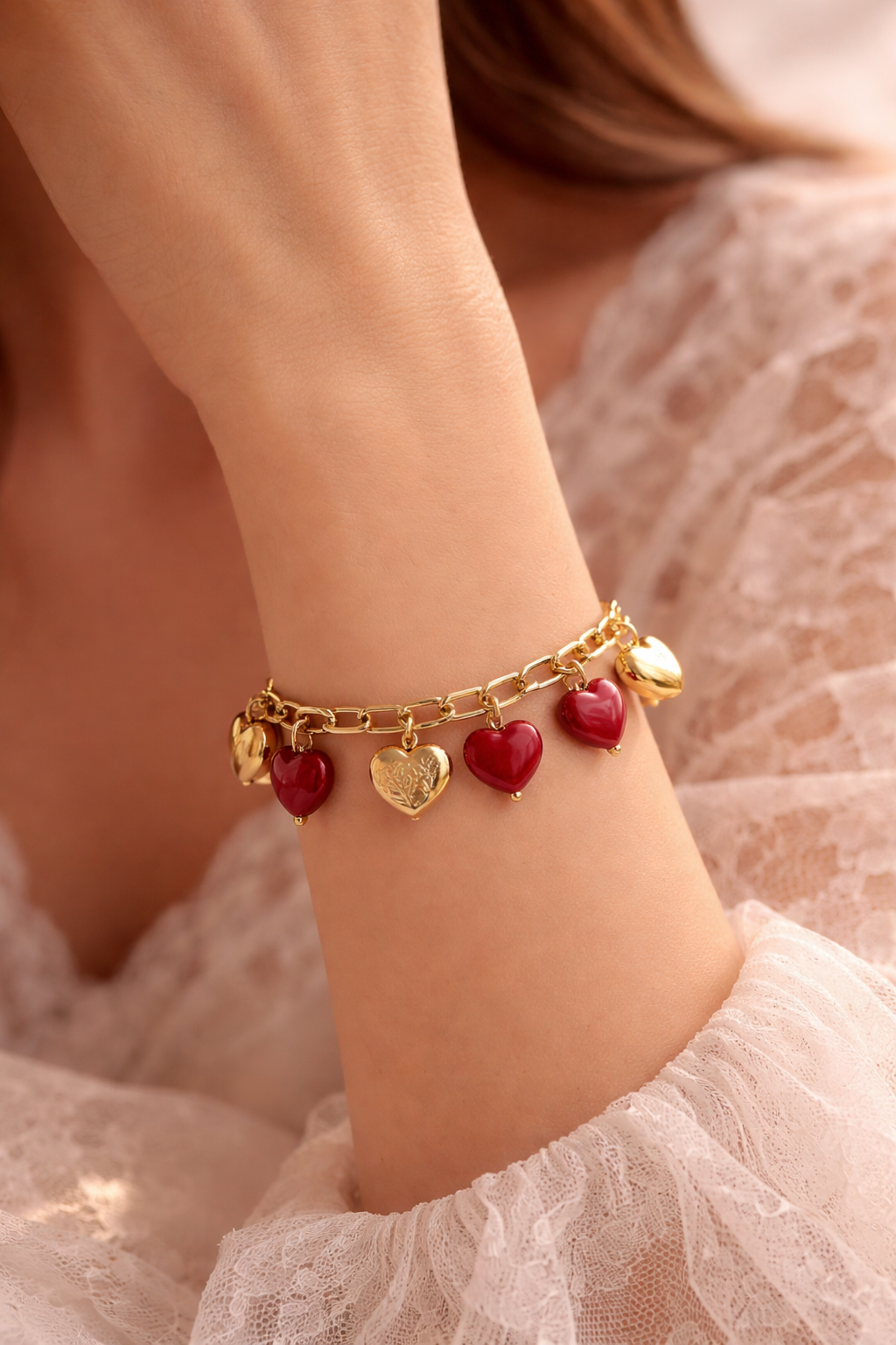 Amora Gold Heart Charm Bracelet