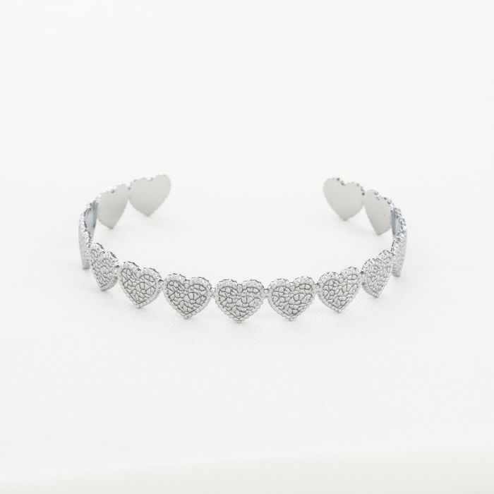 Silver Crystal Heart bangle