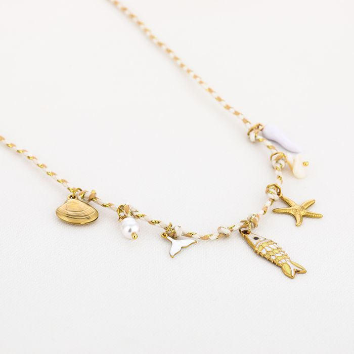 Gold Ocean Charm Necklace