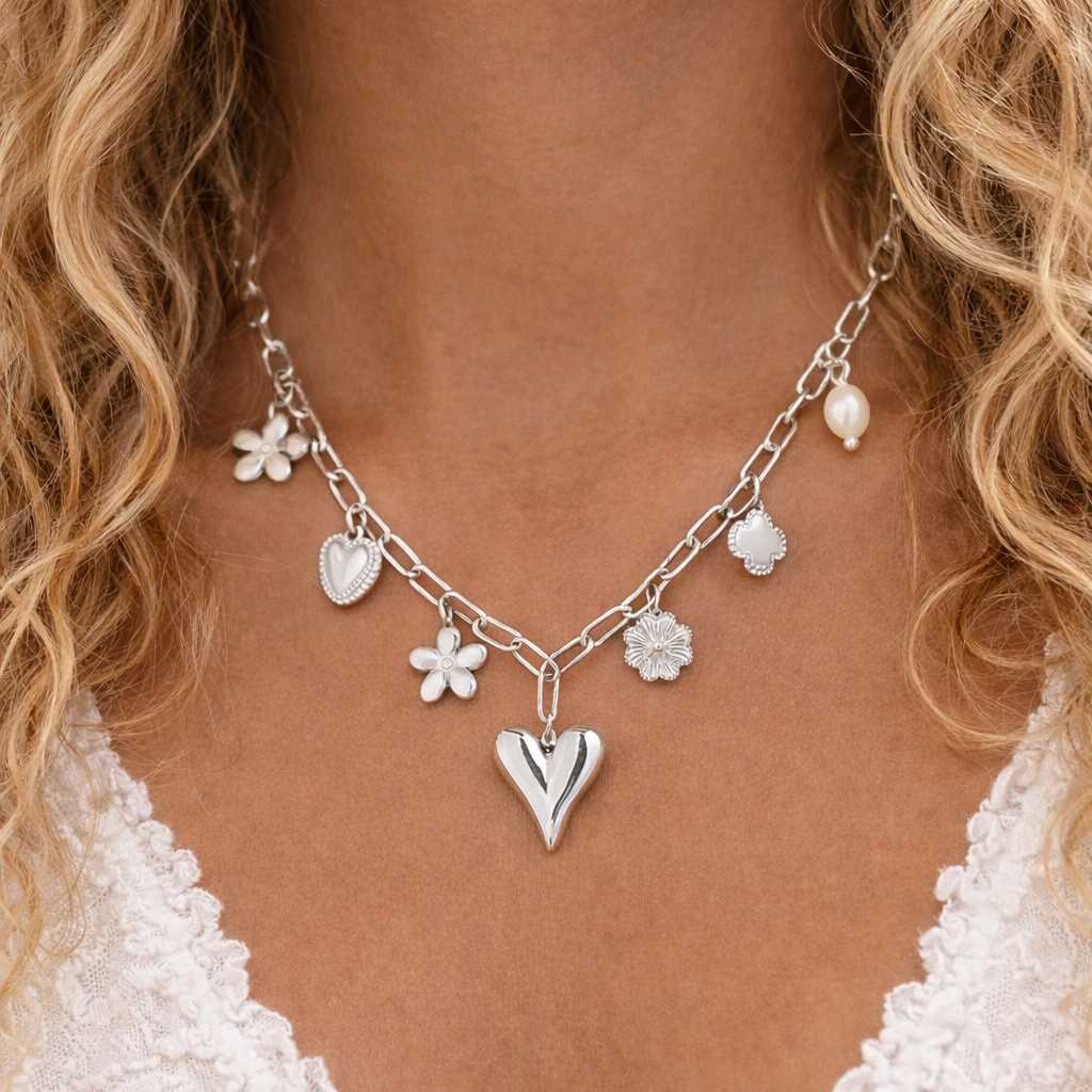 Silver Heart Charm Necklace