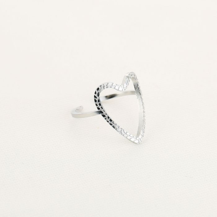 Open Silver Heart Ring