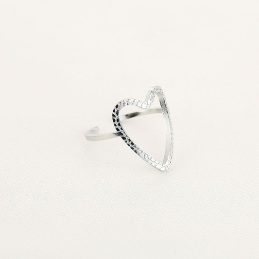 Open Silver Heart Ring