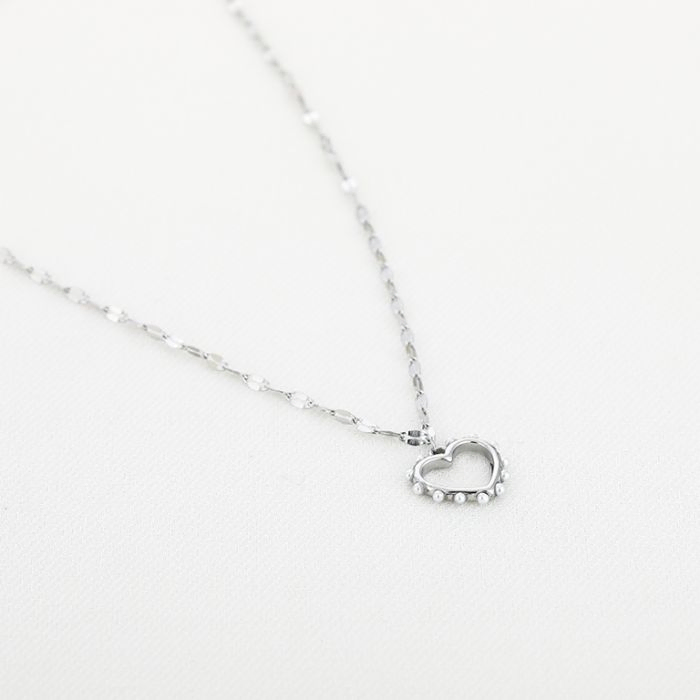 Pearl Heart Necklace Silver