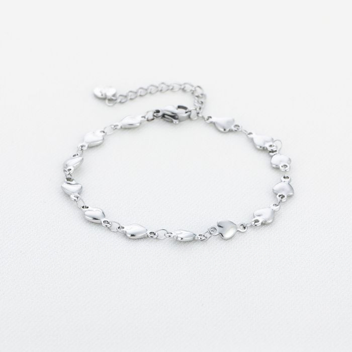 Silver Heart Link Bracelet