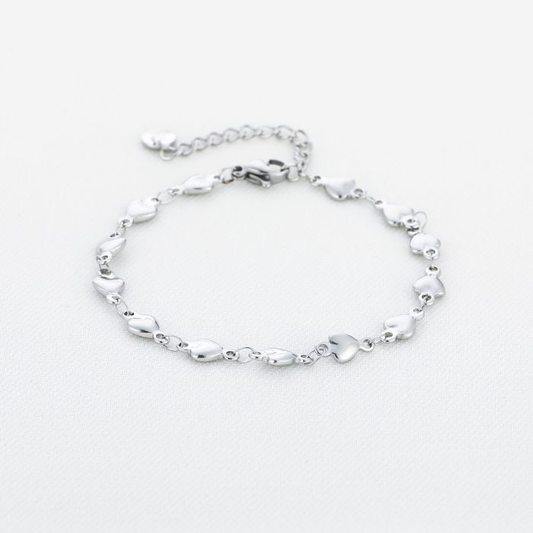 Silver Heart Link Bracelet