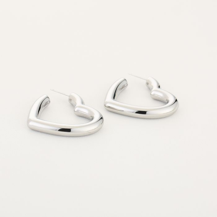 Silver Heart Hoop Earrings