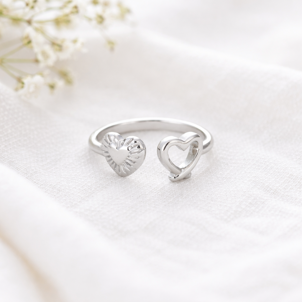 Silver Double Heart Ring