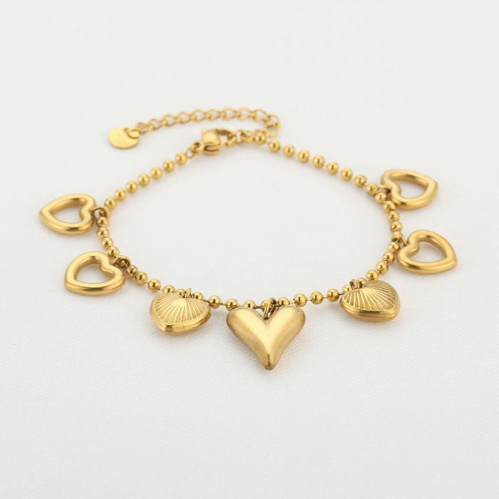 Gold Heart Charm Bracelet