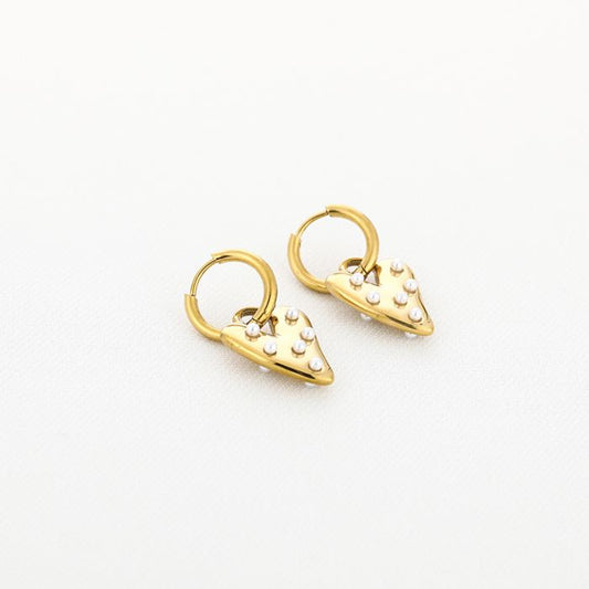 Gold Heart Drop Earrings