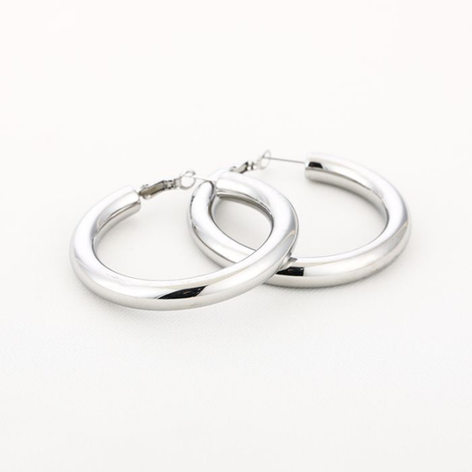 Chunky Silver Hoops
